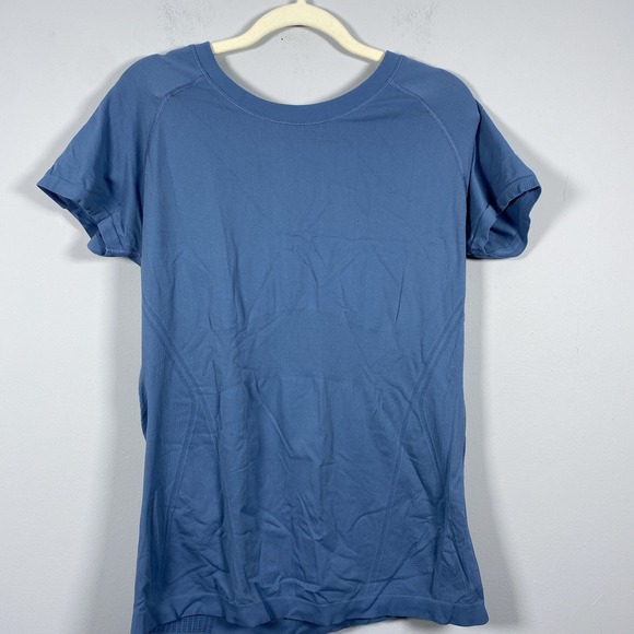 Athleta Momentum Seamless T‎ Shirt Women's L Blue Athletic Training Gym Running - Picture 1 of 4